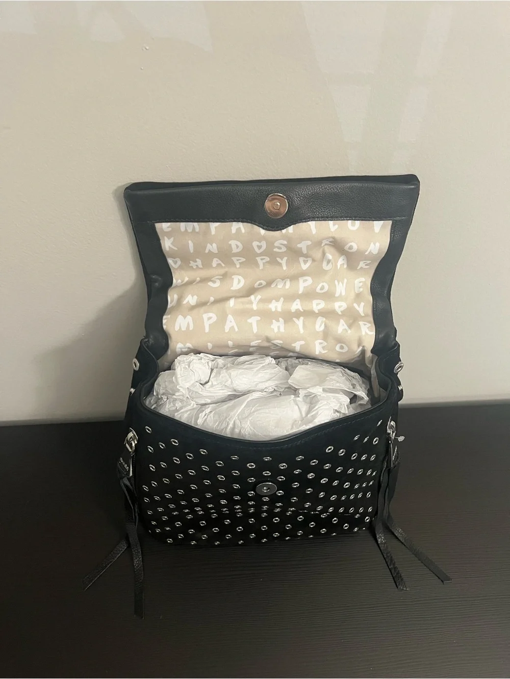 NEW Aimee Kestenberg Bali Novelty Backpack w/ Eyelets Black Suede Leather NWT